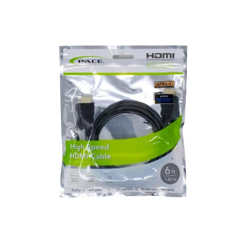 6-foot HDMI cable in packaging by Pace Int'L Pace, ensuring high-definition video and audio transmission, perfect for RV, automotive, powersports, off-road, marine, exterior, truck accessories, interior, truck bed, rv parts, AVADA - Best Sellers, Must Haves.