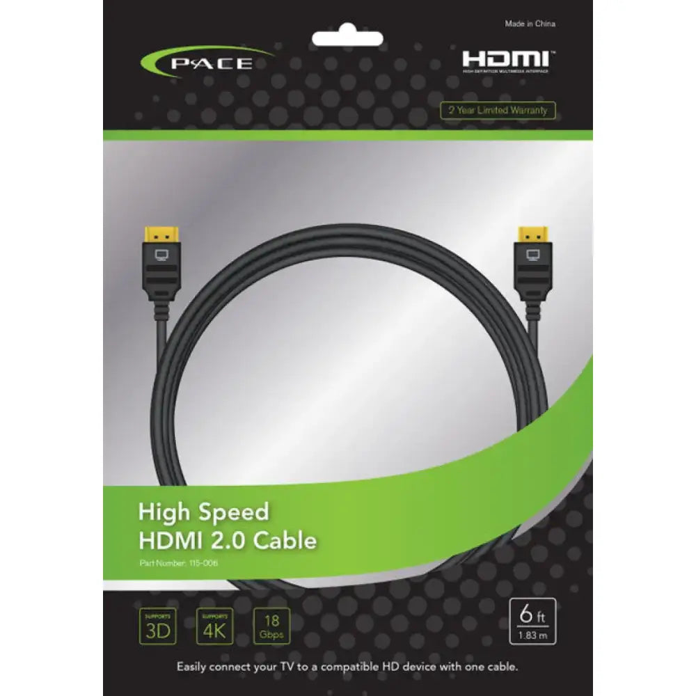 6-foot HDMI cable by Pace Int'L Pace for high-definition video and audio, ideal for RV, automotive, powersports, off-road, marine, exterior, truck accessories, interior, truck bed, and RV parts, AVADA - Best Sellers,Must Haves