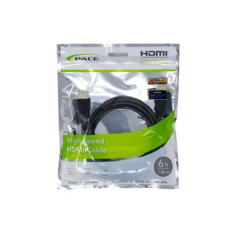6-foot HDMI cable in packaging by Pace Int'L Pace, ensuring high-definition video and audio transmission, perfect for RV, automotive, powersports, off-road, marine, exterior, truck accessories, interior, truck bed, rv parts, AVADA - Best Sellers, Must Haves.