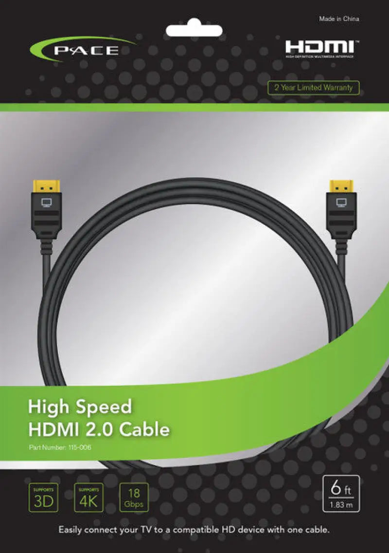 6-foot HDMI cable by Pace Int'L Pace for high-definition video and audio, ideal for RV, automotive, powersports, off-road, marine, exterior, truck accessories, interior, truck bed, and RV parts, AVADA - Best Sellers,Must Haves
