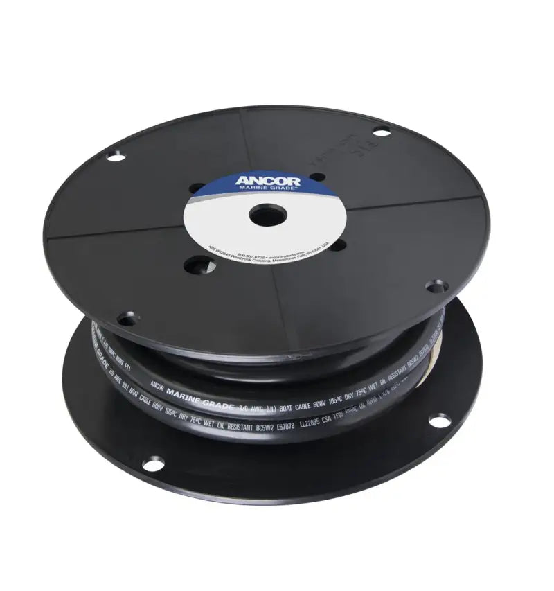 Black marine-grade cable spool of Ancor Tinned Copper Battery Cable 3/0 Aw