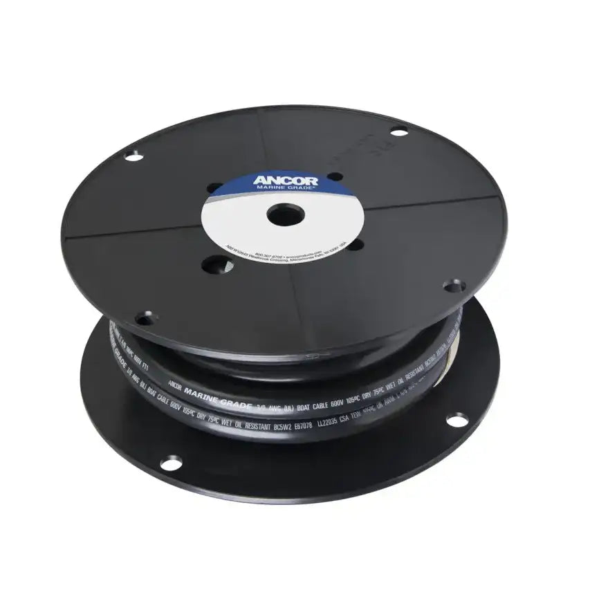 Black marine-grade cable spool of Ancor Tinned Copper Battery Cable 3/0 Aw