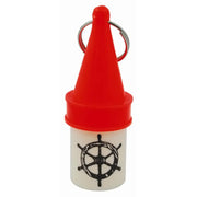 Red and white nautical floating key buoy for easy key buoy retrieval