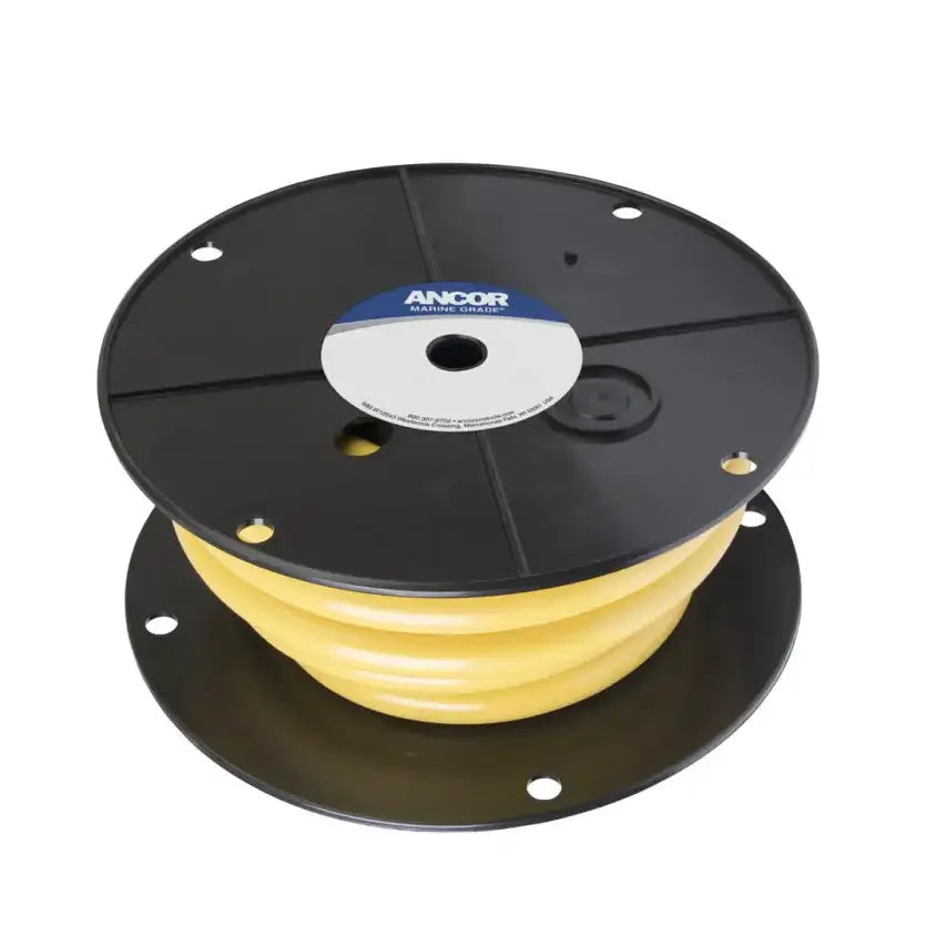 Yellow hose on black reel of Ancor Tinned Copper Battery Cable 4/0 Aw