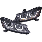 ANZO 121483 ANZO 2008-2012 Honda Accord Projector Headlights w/ U-Bar Black