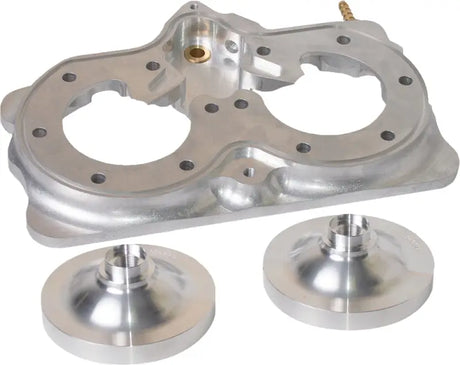 Machined aluminum Power Dome Head Set Axys 800 with circular openings and small pieces