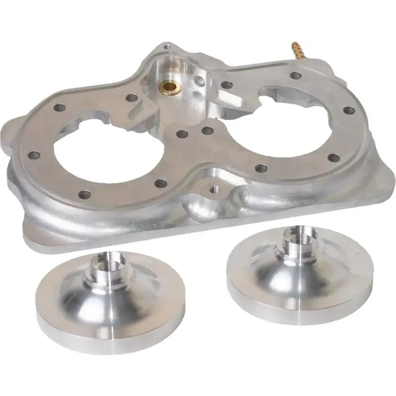 Machined aluminum Power Dome Head Set with circular openings and smaller billet parts
