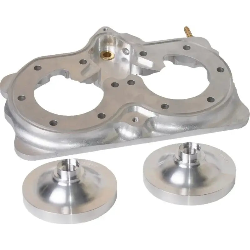 Silver power dome billet head set with circular openings and matching components for 800 Axys 2018