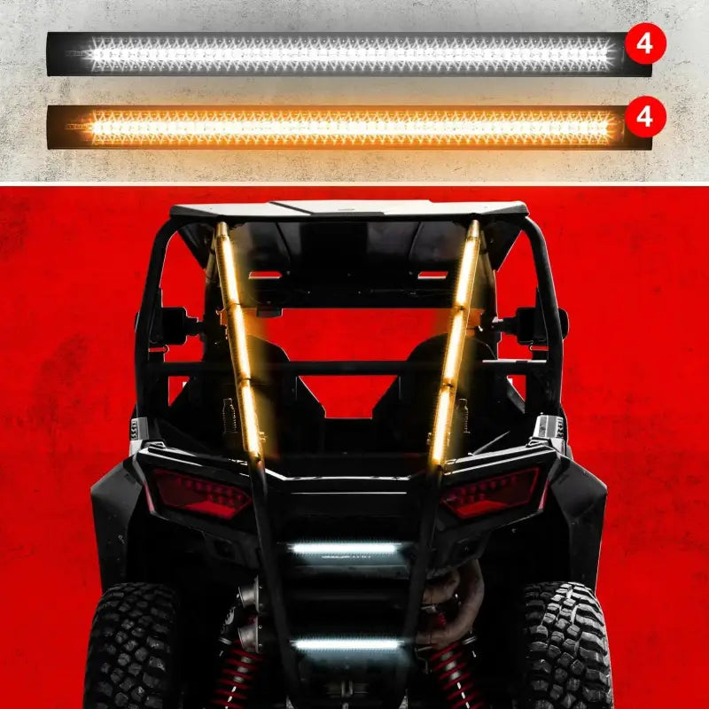 LED light bars on an off-road vehicle showcasing 12 inch strobe tube lights for visibility