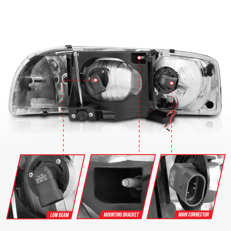ANZO 111522 Anzo 99-17 GMC Sierra/Denali Headlights Black Amber (w/C Light Bars)