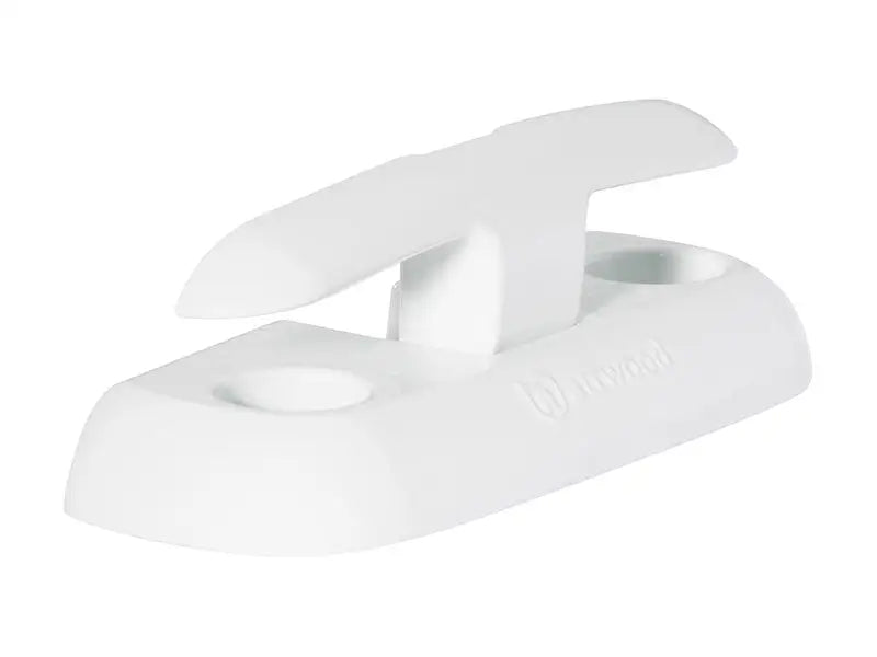 White plastic boat cleat from Attwood Marine, perfect marine cleat for docks