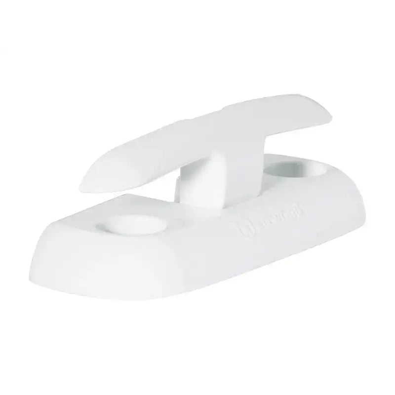 White plastic boat cleat from Attwood Marine, perfect marine cleat for docks