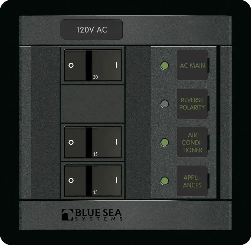 1214-BSS Blue Sea Panel 360 120Vac 2Pos W/Main Fr