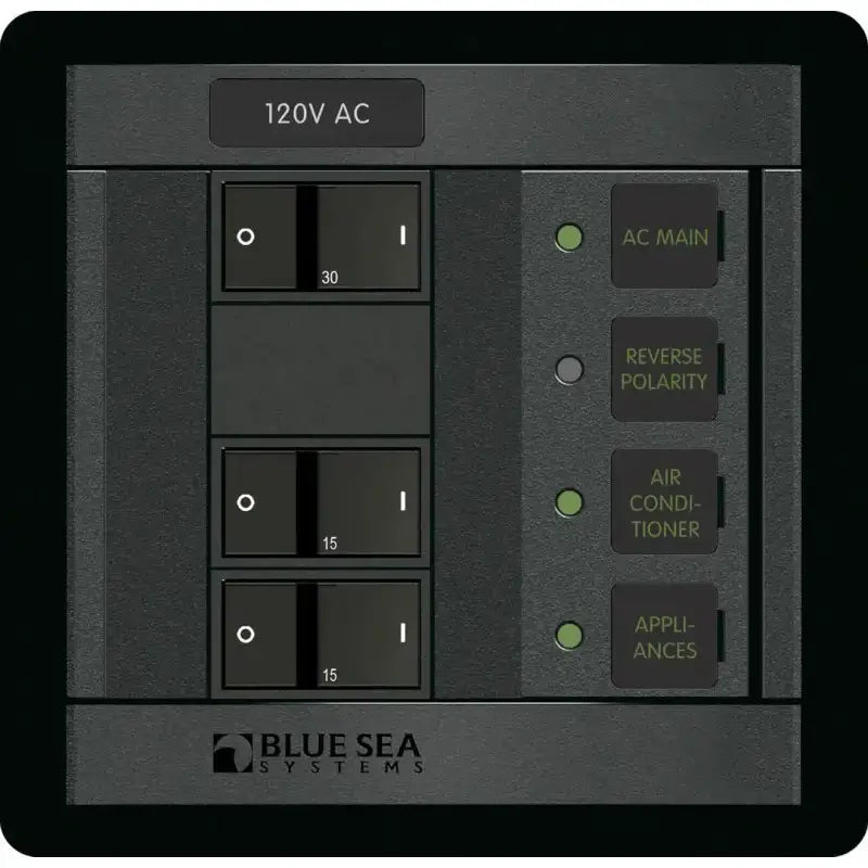 1214-BSS Blue Sea Panel 360 120Vac 2Pos W/Main Fr