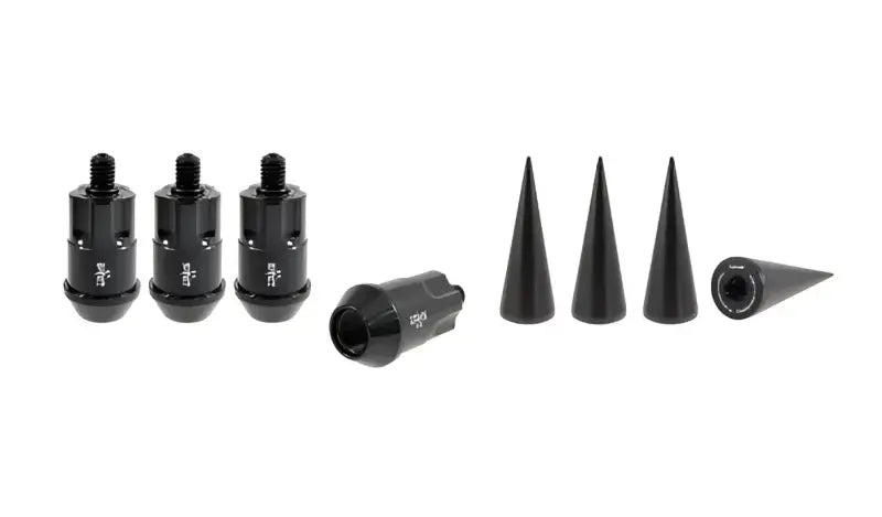 Black lug nuts and spike caps from the 1220K217 True Spike Wheel Installation Kit