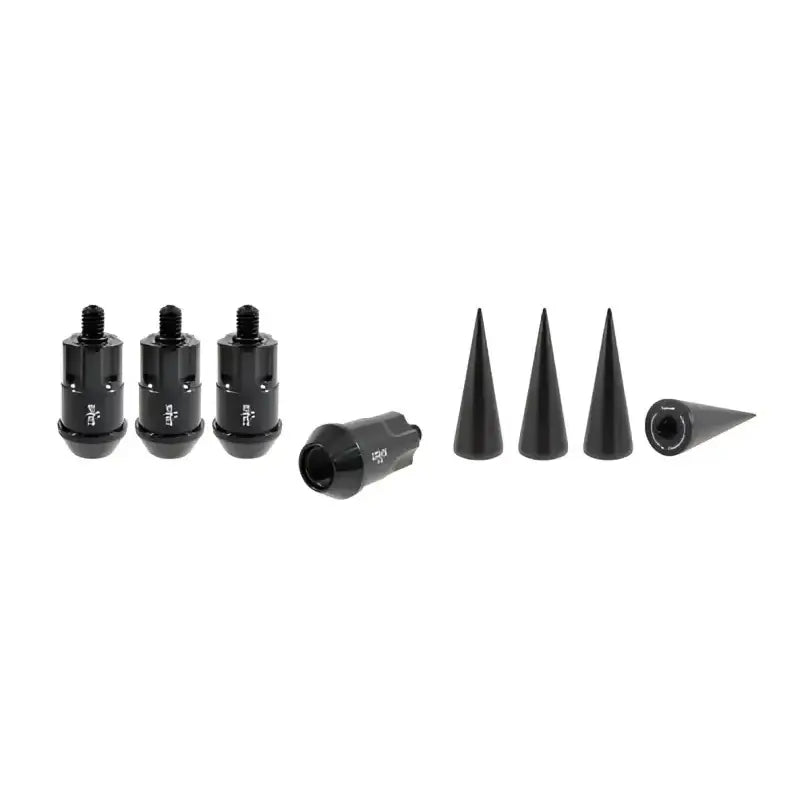 Black lug nuts and spike caps from the 1220K217 True Spike Wheel Installation Kit