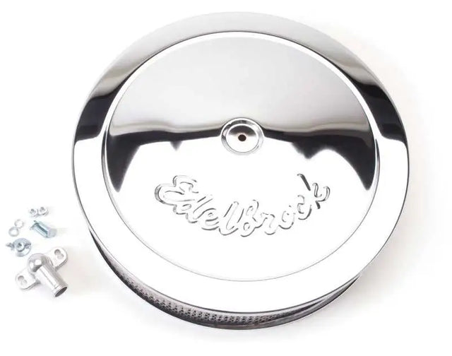 Edelbrock 1221 Edelbrock Air Cleaner Pro-Flo Series Round Steel Top Paper Element 14In Dia X 3 75In Dropped Base
