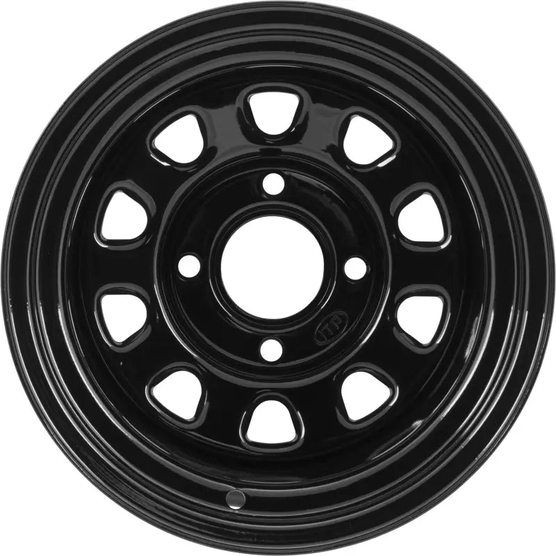1221753014 Itp Delta Blk F/R 12X7 4 + 3 4/110 Grizzly 550/700 - Steel Wheel