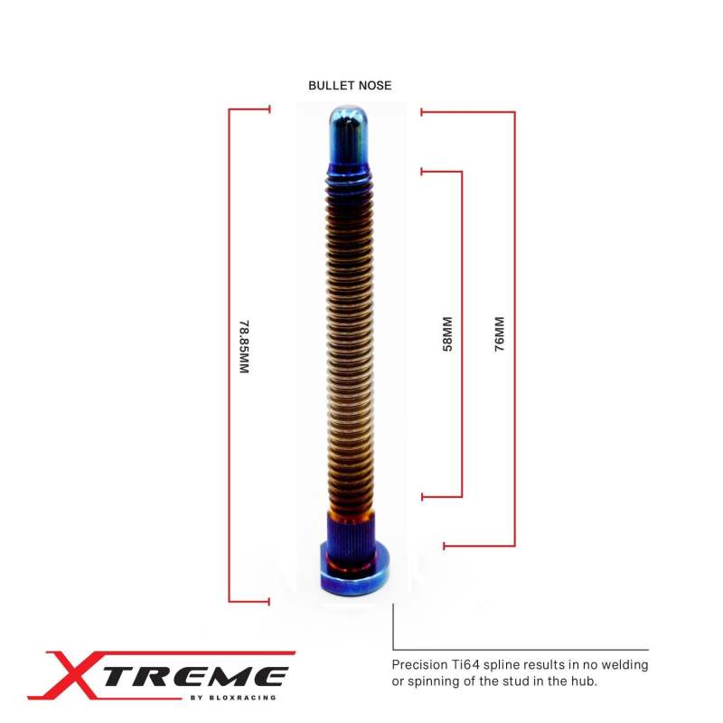BLOX Racing BXAC-00177-B BLOX Racing Titanium Extended Wheel Studs M12X1.5mm 10Pcs Honda Fitment - Burnt