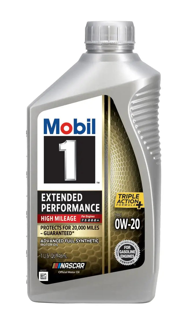 Mobil 1 high mileage motor oil Ephm 0W-20 for better engine performance