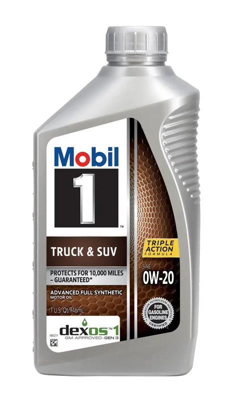Mobil 1 Truck & SUV 0W-20 full synthetic motor oil (6x1 quart) bottle.