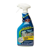 Blue spray bottle of 124715 Unduzit Mildew Stain Remover for tough mildew stains