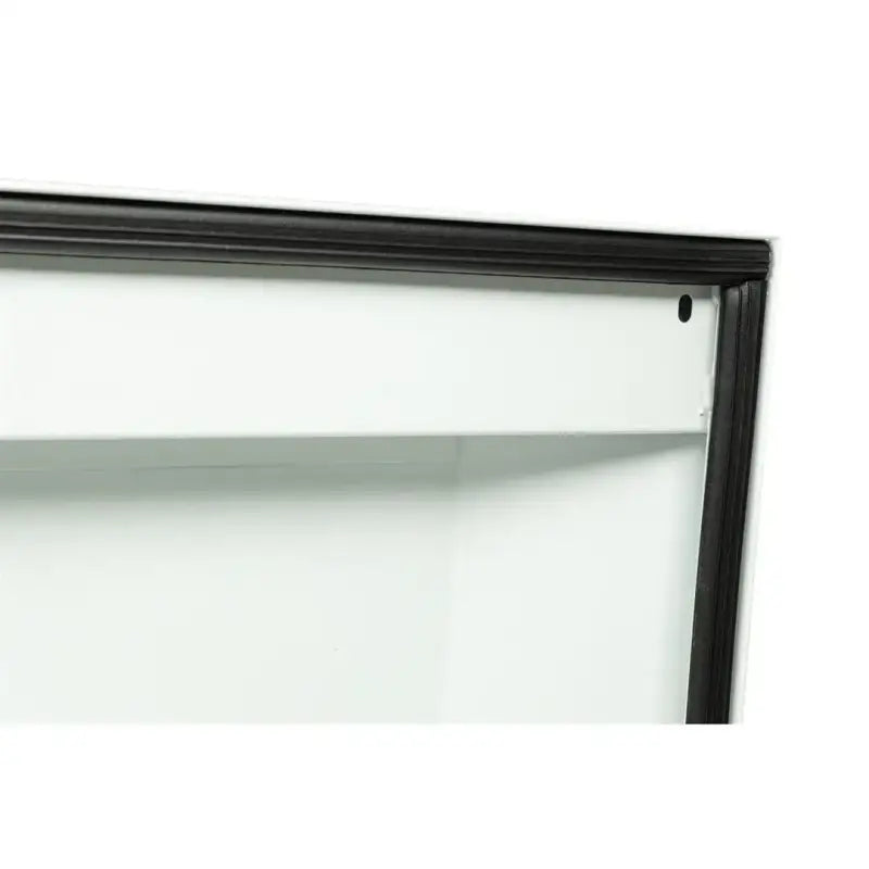 White shelving unit with dark trim for weather guard tool box storage