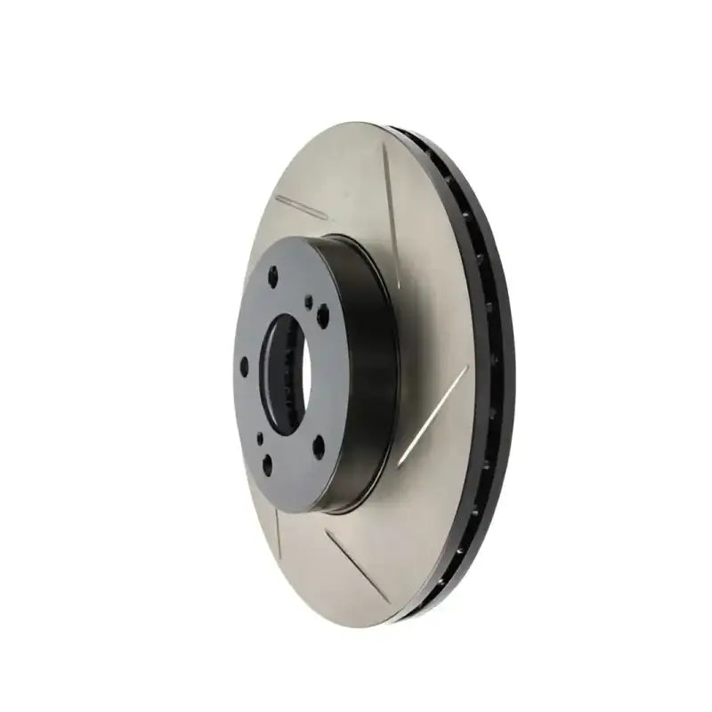 2019 Brembo GT-R slotted cross-drilled StopTech rotor in silver