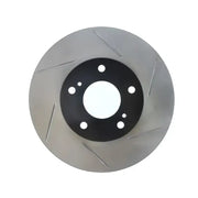 Silver Stop Tech Rotr slotted brake rotor with black center for Nissan Infiniti