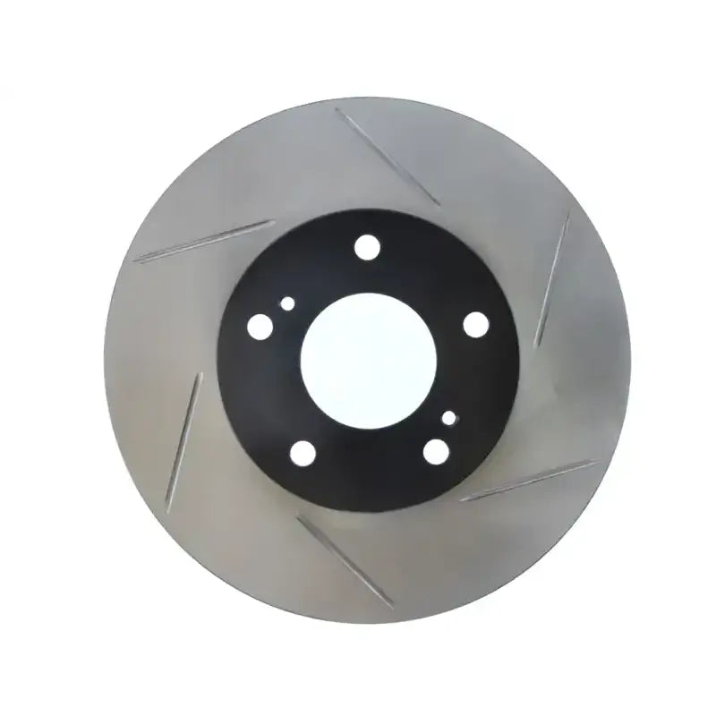Silver Stop Tech Rotr slotted brake rotor with black center for Nissan Infiniti