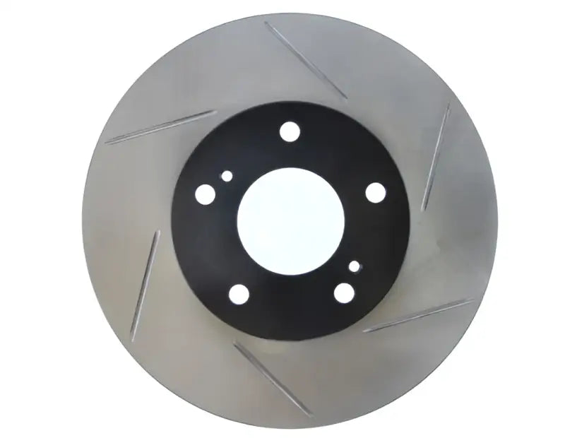 Silver Stop Tech Rotr slotted brake rotor with black center for Nissan Infiniti