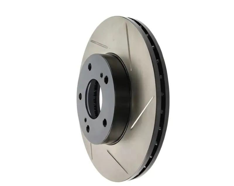 2019 Brembo GT-R slotted cross-drilled StopTech rotor in silver