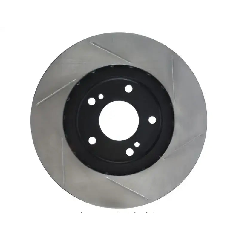 Silver Stop Tech Rotr brake rotor with black slotted center for Maxima 00-02