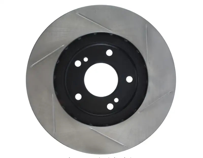 Silver Stop Tech Rotr brake rotor with black slotted center for Maxima 00-02