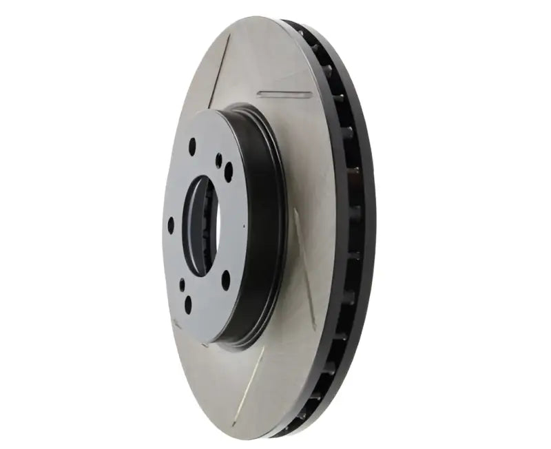 Silver Stop Tech Rotr with black slotted brake rotor for Maxima 00-02