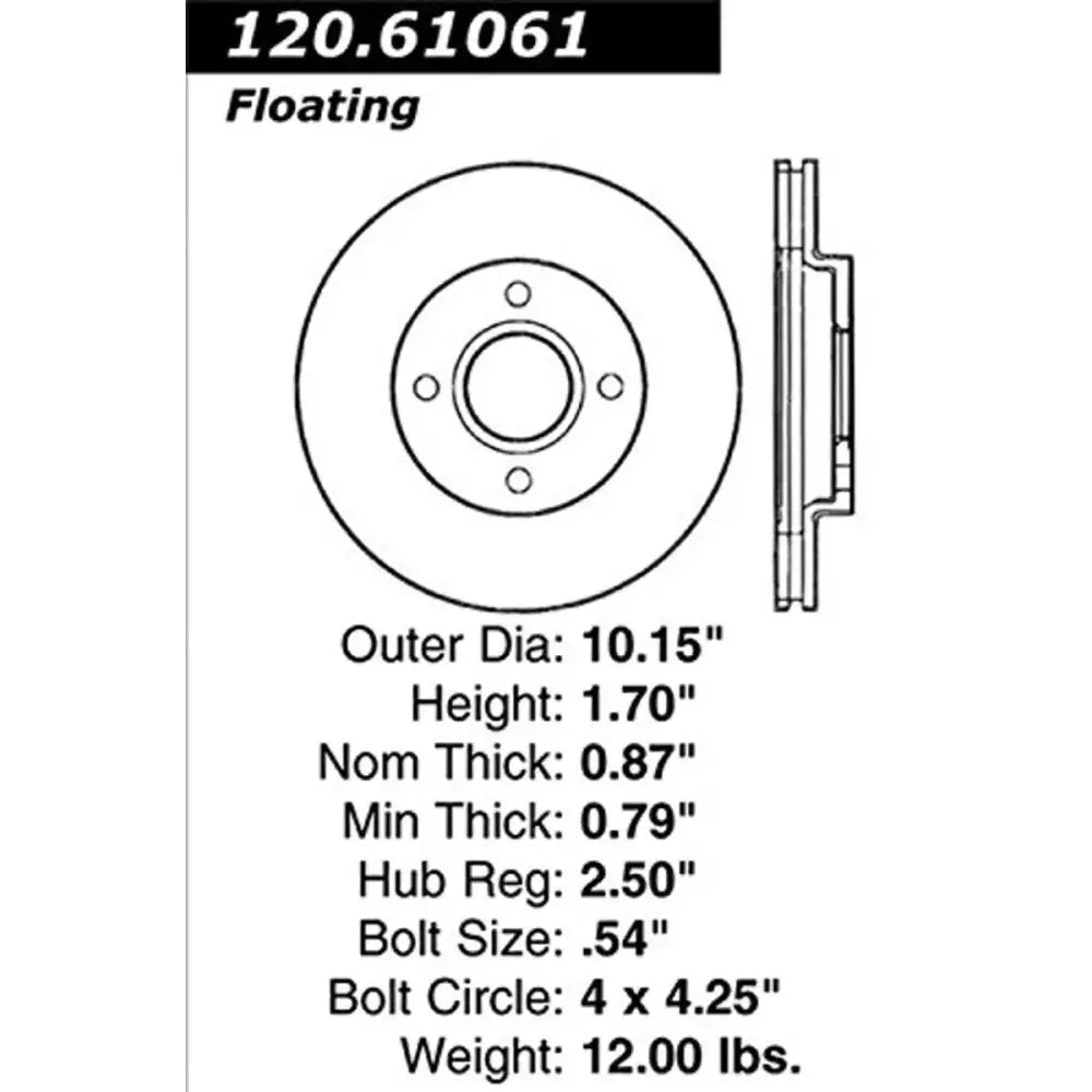 StopTech Rotr RF Focus 00-02 120.61061 floating brake rotor 10.15in OD