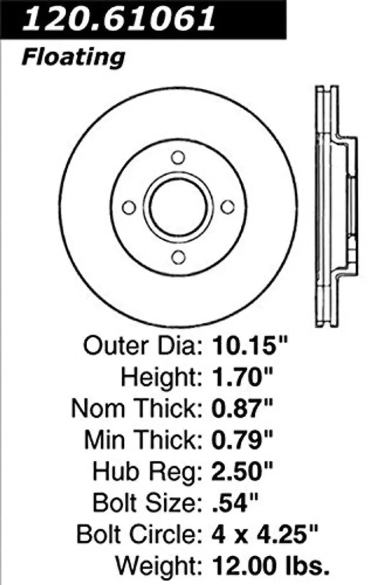 StopTech Rotr RF Focus 00-02 120.61061 floating brake rotor 10.15in OD