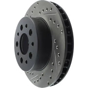 Black slotted StopTech rotor for 65-82 Corvette RF
