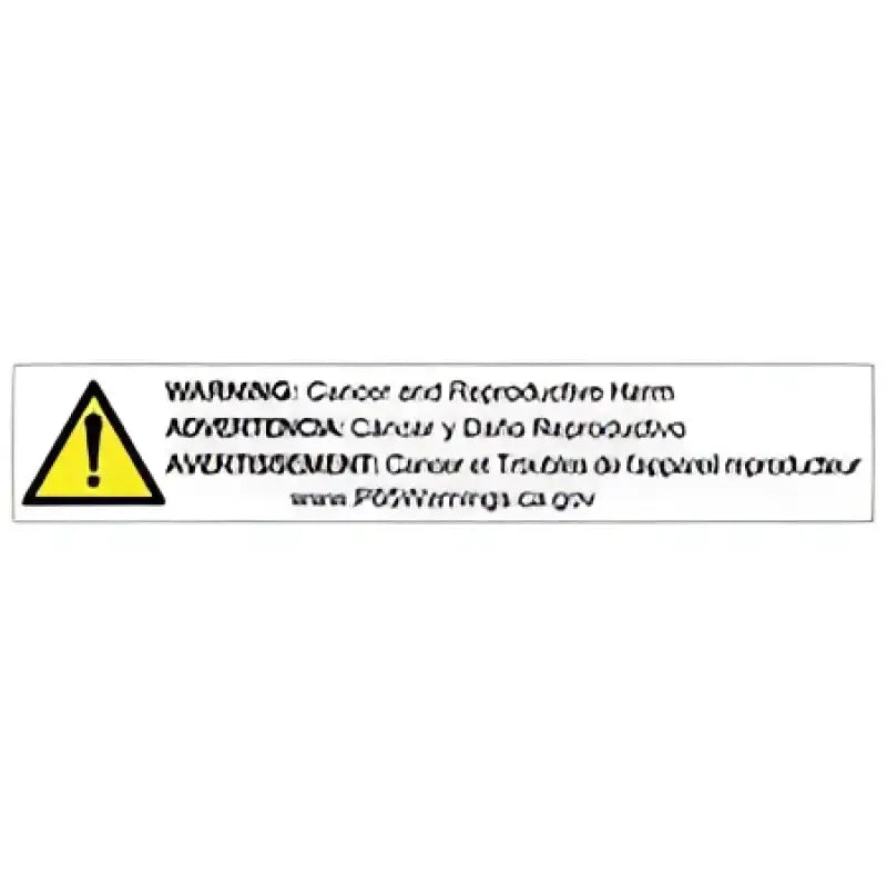Stop Tech Rotr warning label with yellow exclamation on white background