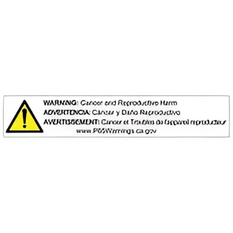 Stop Tech Rotr warning label with yellow exclamation on white background