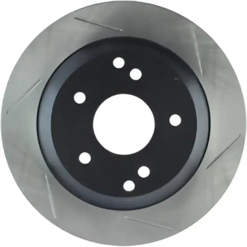 Stop Tech rotr rf vette silver slotted brake rotor with 5 bolt holes