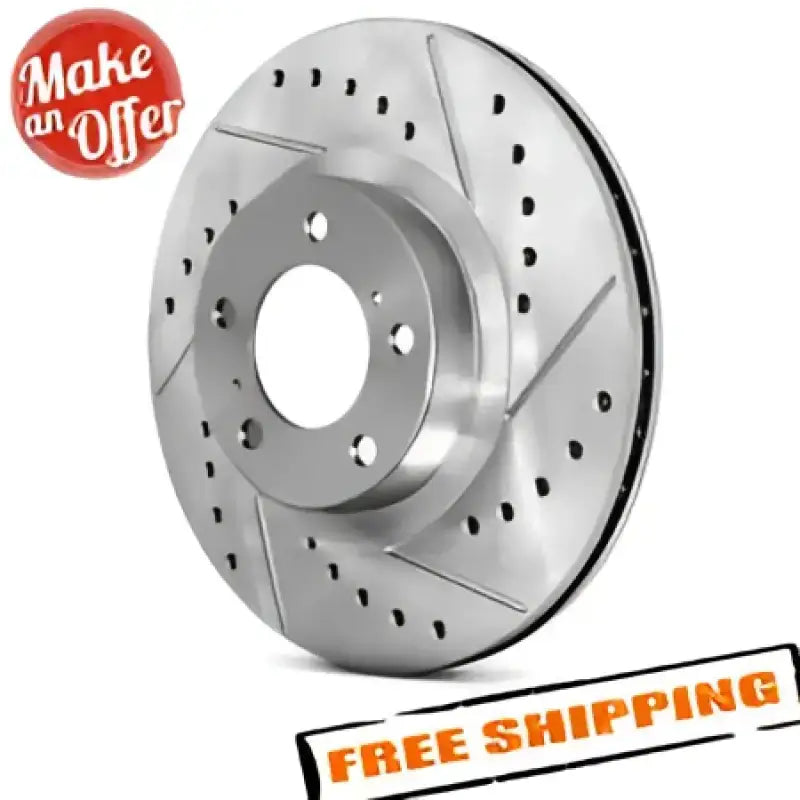 Silver slotted StopTech 66041SL brake rotor for GM trucks