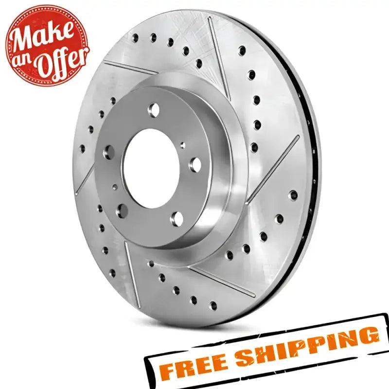 Stop Tech 66041SL chrome slotted drilled brake rotor with silver hub