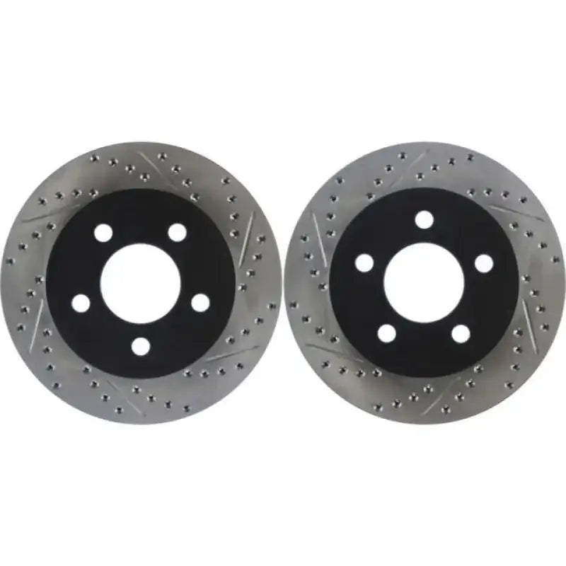 Power Stop 126.67063SR slotted black and silver brake rotors set