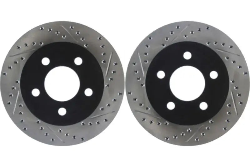Power Stop 126.67063SR slotted black and silver brake rotors set