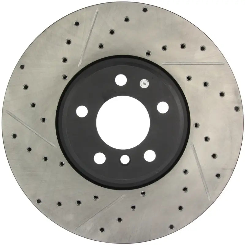 Stop Tech 34060R slotted brake rotor with drilled holes for cooling