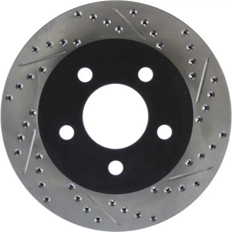 StopTech 2019 Brembo drilled slotted silver brake rotor for hooking wrinkle performance