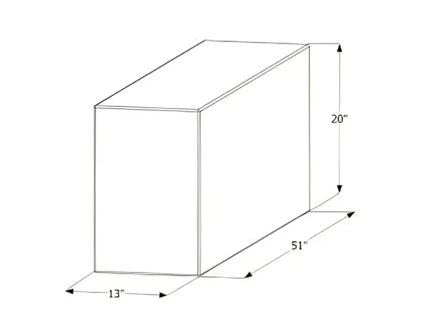 Diagram of the 12716 Icon Fresh Water Tank for RVs, dimensions 51X20X13 inches.
