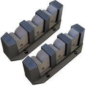 Attwood 12750-6 Marine Rod Storage Holder, stainless steel, holds up to 6 rods, rugged powder coat finish, drainage holes, wide base, 2 pieces shown.
