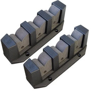 Attwood 12750-6 Marine Rod Storage Holder, stainless steel, holds up to 6 rods, rugged powder coat finish, drainage holes, wide base, 2 pieces shown.